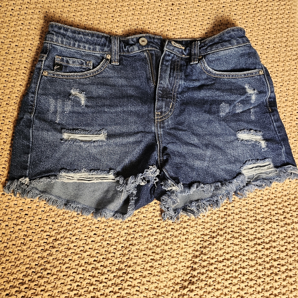KanCan Dark Blue Distressed Jean Shorts Size Medium